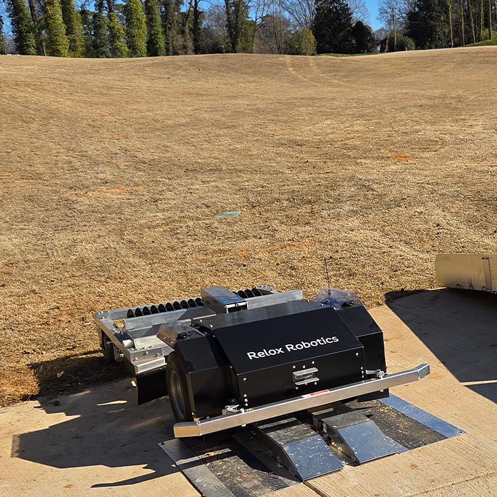 Relox Robotics Range Picker charging at Charlotte Country Club