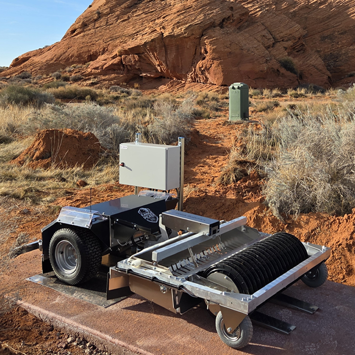 Relox Robotics Range Picker collecting golf balls at Sand Hollow Golf Course in Hurricane, Utah
