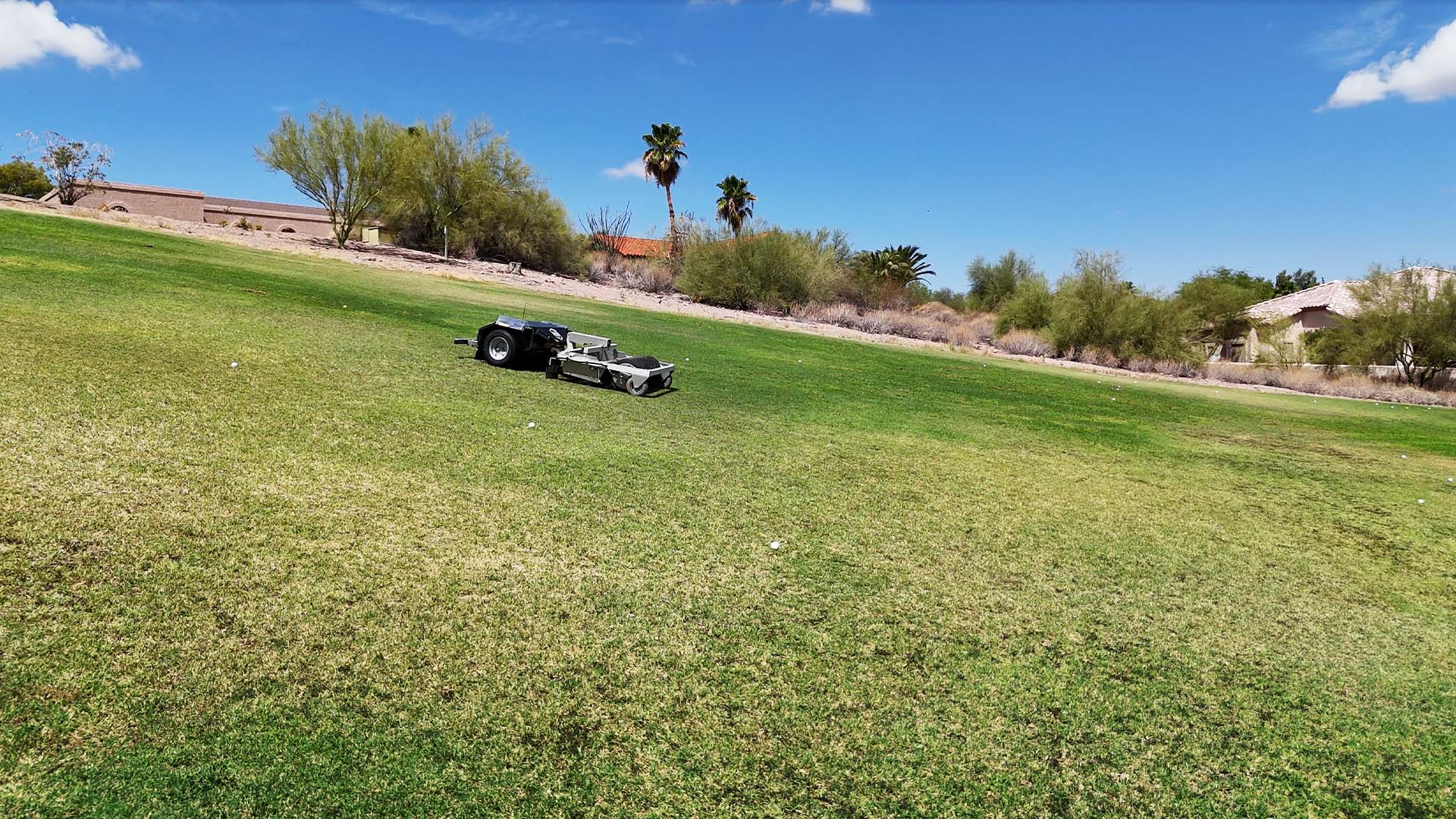 Relox Robotics Range Picker climbs a 14% grade hill at Talking Stick in Arizona.